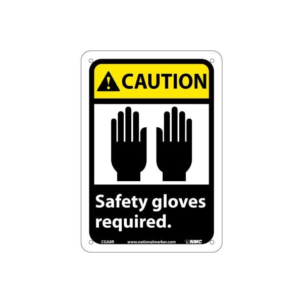 Graphic Signs - Caution Safety Gloves Required - Plastic 7inW X 10inH
